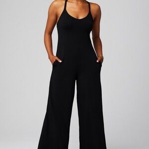 Fabletics Black Halter Jumpsuit- Buttery Soft Fabric
